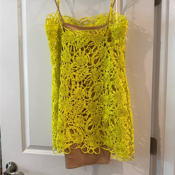 Cult Gaia Yellow Lace Mini Dress - Picture 5 of 6